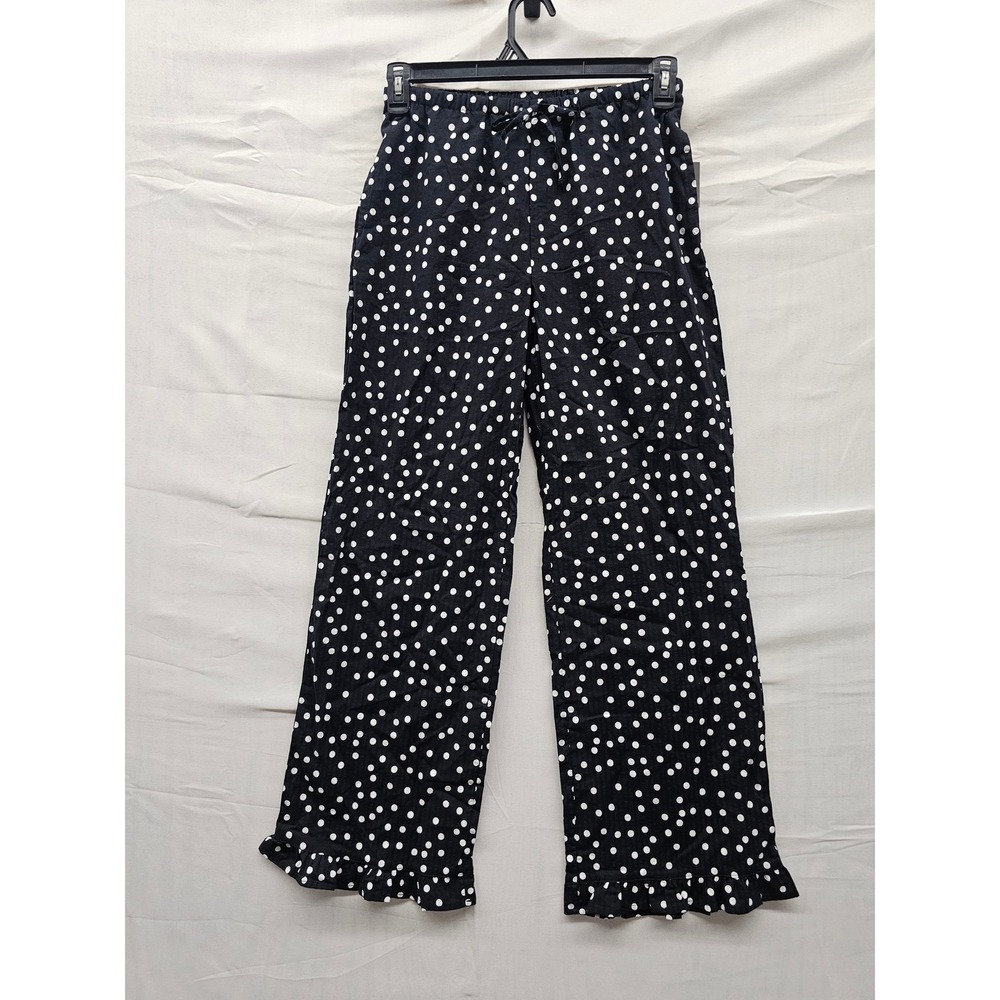 Grayson Threads Womens Polka Dot Pajama Pants Black Cotton Casual Size Small